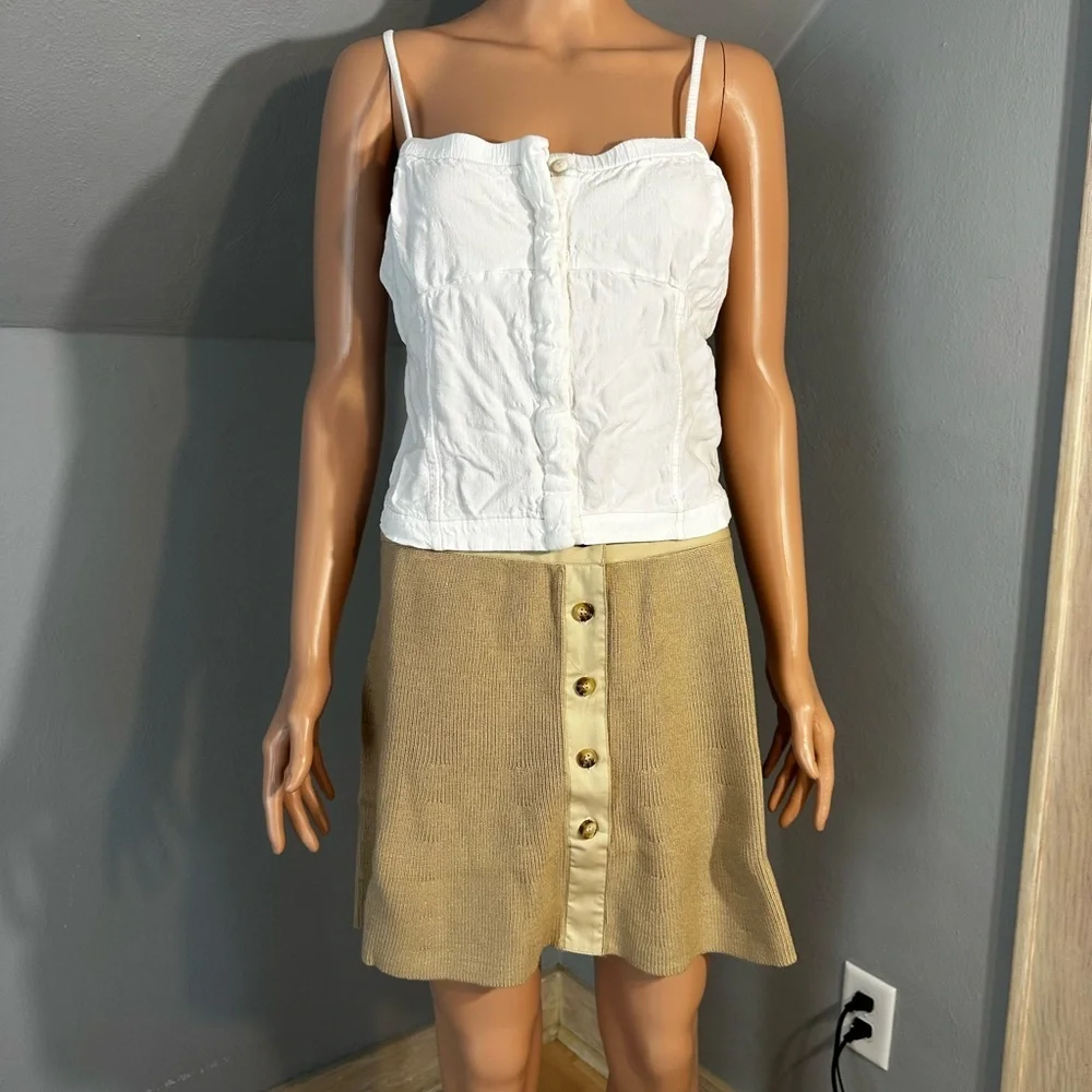 Free People White Button Front Cami Tank Top Women’s Size Large EUC